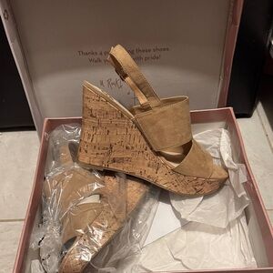 Fergalicious Tan Cork Wedge Sandals